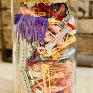 Vintage Hair Accessories Jar 80+ pieces